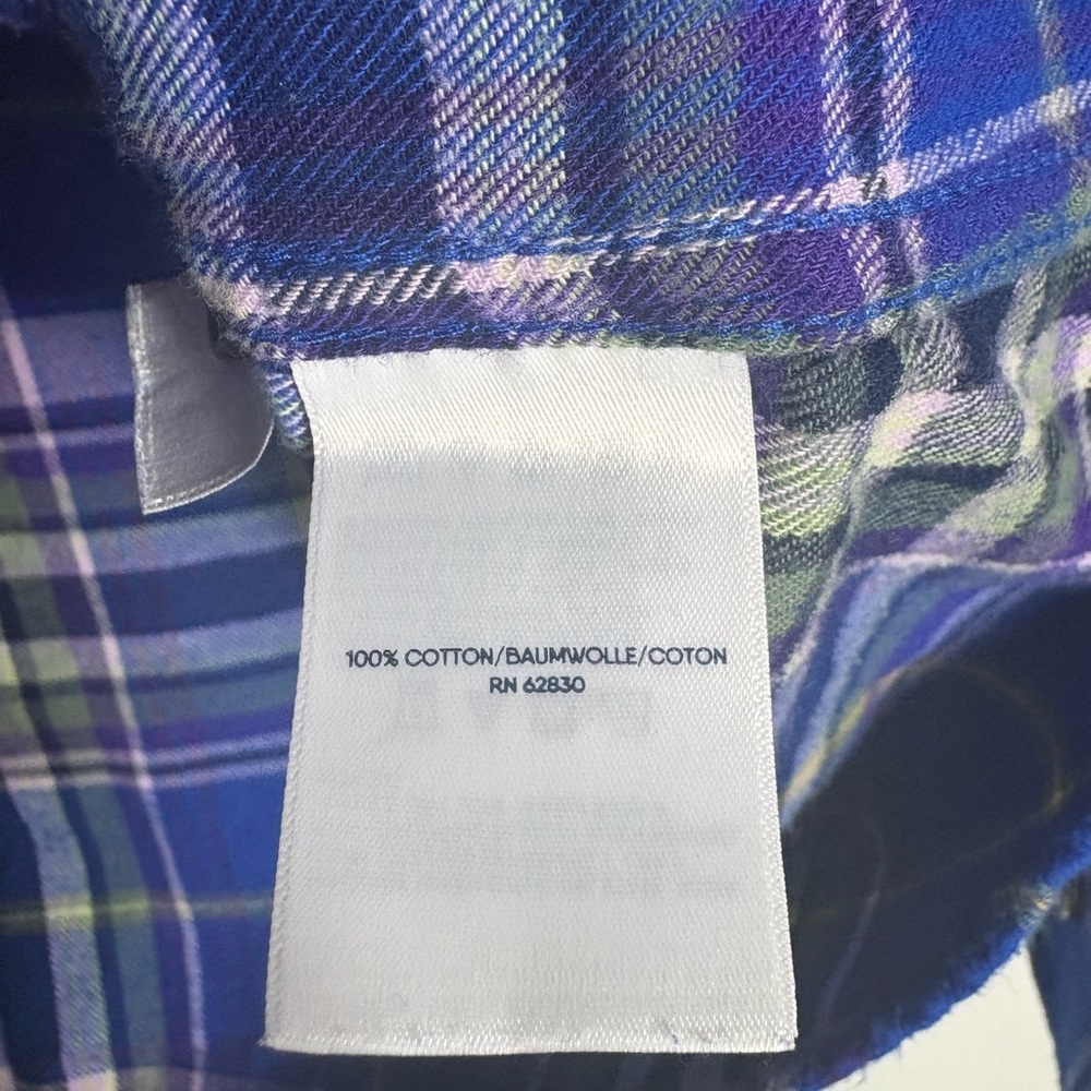 LANDS’ END Button Down Plaid Shirt in Blue/Yellow/White Size M (10-12) -- FALL!! - Picture 5 of 7